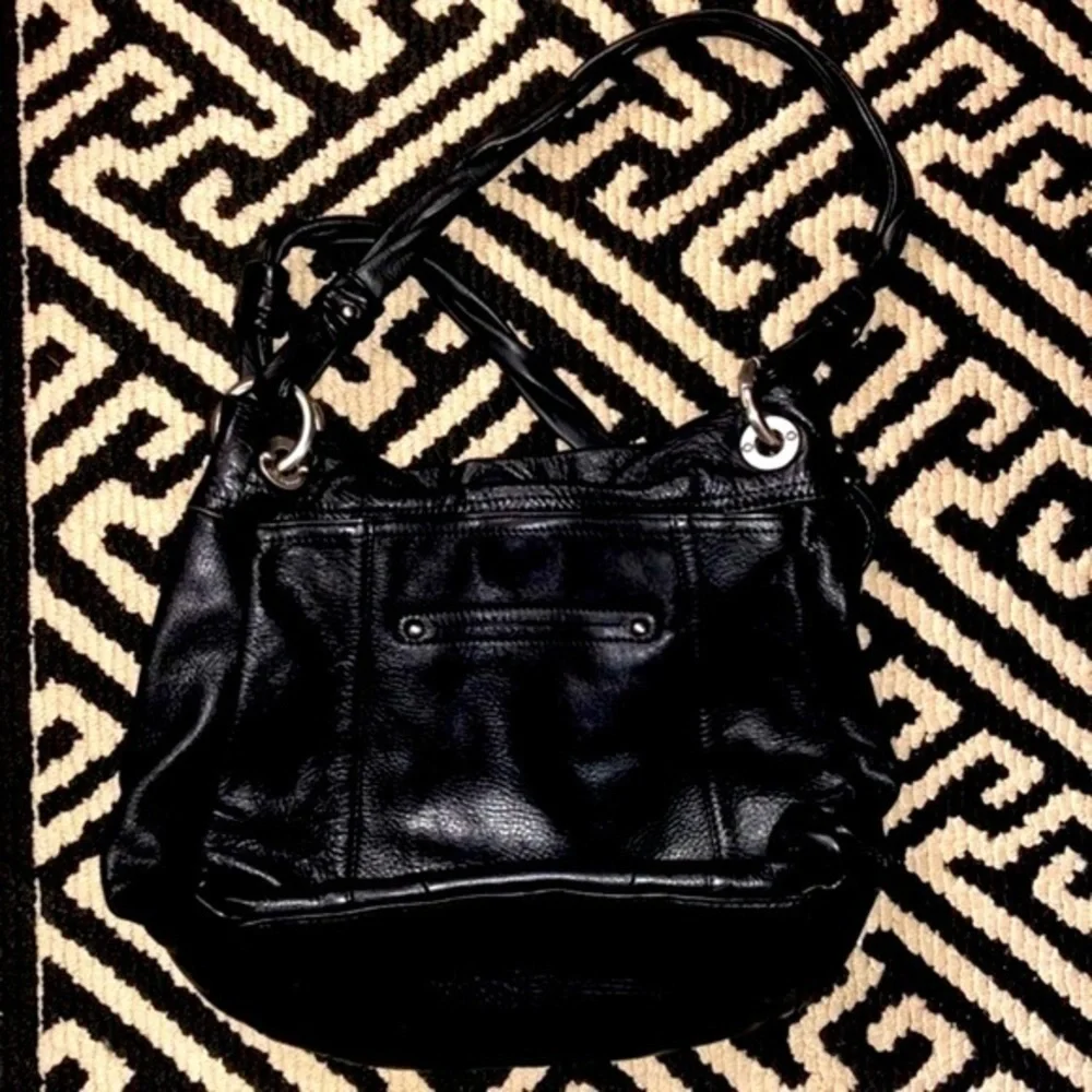 B Makowsky Black Leather Hobo Purse